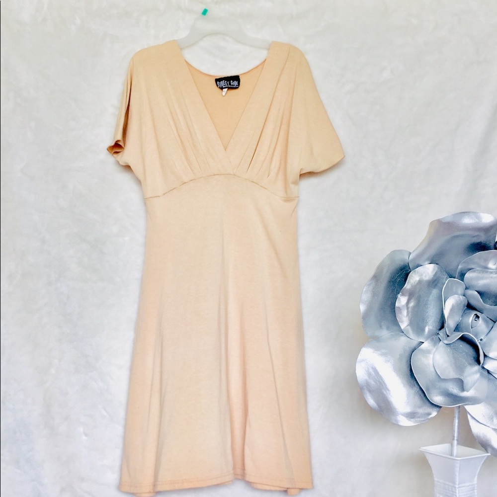 Street Code tan v-neck short dress